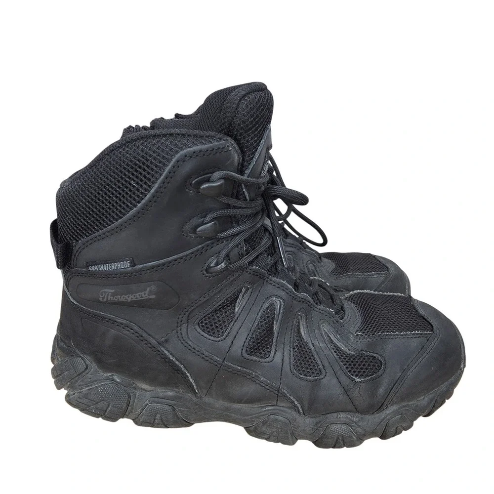 Thorogood Crosstrex Hiking Boots Mens 8.5 M Black Side Zip Waterproof Tactical